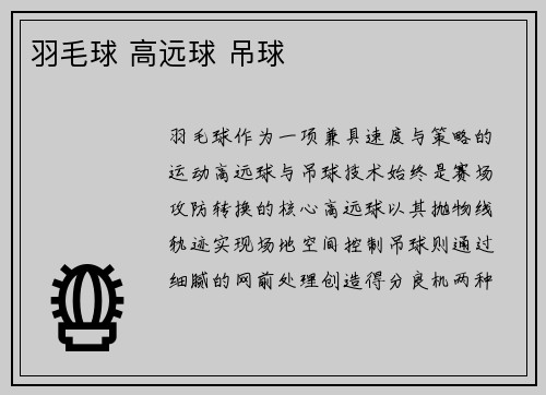 羽毛球 高远球 吊球