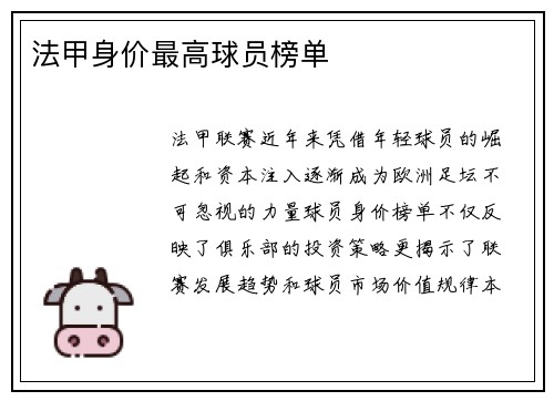 法甲身价最高球员榜单